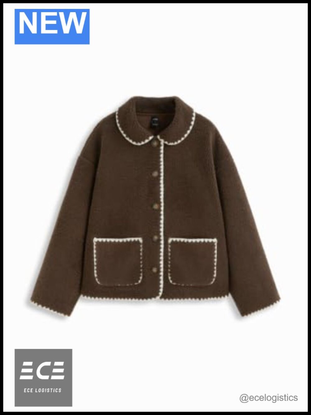 Sherpa Fleece Long Sleeve Collared Teddy Coat Button Front Patch Pockets